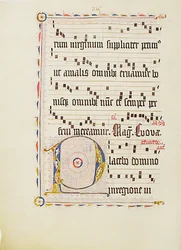 Manuscript Leaf with Initial P, from an Antiphonary, German, Second Quarter 15th Century