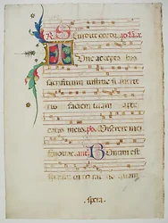 Manuscript Leaf with Initial T, from an Antiphonary, Italian, 15th century