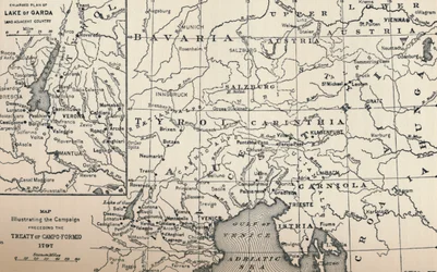 Map Illustrating the Campaign Preceding the Treaty of Campo-Formio, 1797, 1896