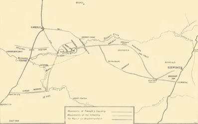 Map Illustrating the Movements for the Relief of Kimberley and the Capture of Bloemfontein, 1901