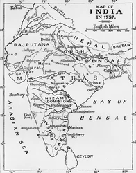 Map of India in 1757