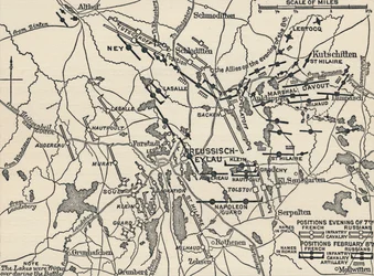 Map of the Battle of Eylau, 1807, 1896