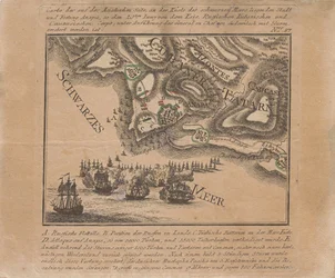 Map of the capture of the sea fortress Anapa by Russian troops on the Black Sea in June 1791, 1791.