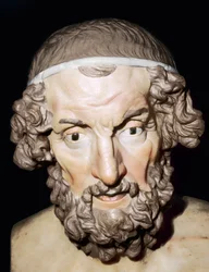 Marble Portrait Bust of Homer, Roman, from Baiae, Campania, Italy