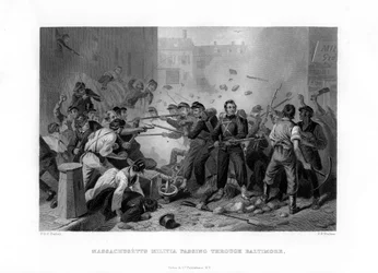 Massachusetts militia passing through Baltimore, 1861