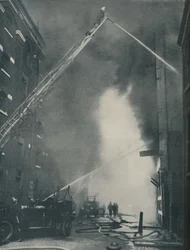 Massed Forces of the Modern Fire-Fighter Pitted Against a City Blaze