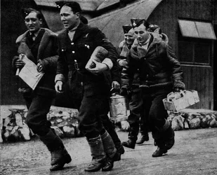 Members of the RAF ready for action during World War II