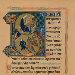 Miniature Initial and Part of a Page from a Psalter