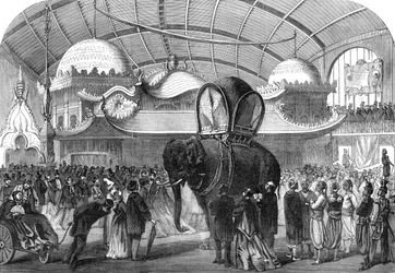 Model of an elephant in the Siamese section of the Machine Gallery, 1867