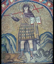 Mosaic of Christ dressed as a Roman soldier, 6th century
