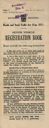 Motor Vehicle Registration Book, 1949