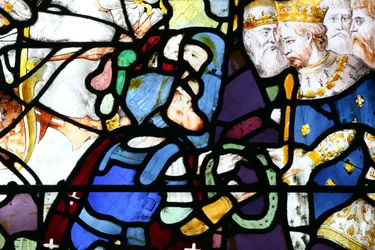 Moulins Cathedral, Stained Glass Window: Crusades, Saint Louis and the Crown of Thorns, Moulins, France