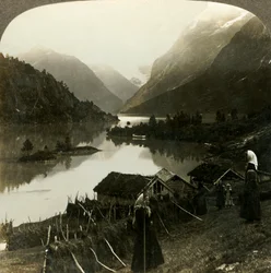 Mountain-Walled Loen Lake - Unrivalled in Beauty and Grandeur - from Seten Farm, Norway