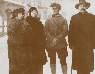 Moura Budberg Second from Left with Maxim Gorky