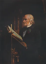Mr. Gladstone reading the lesson in Hawarden Church, c1890s