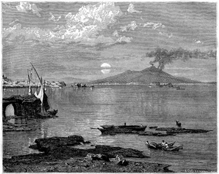 Naples and Mount Vesuvius, from Pausilippe, Italy, 19th century