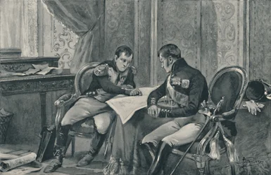 Napoleon and Alexander at Tilsit Studying The Map of Europe, 1807, 1896