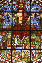National Museum of French Monuments. Former Church of the Cordeliers, Châteauroux. Stained-glass window of the Last Judgement, Paris, France