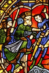 National Museum of French monuments. Saint Pierre cathedral. Stained glass window. The condemnation of Saint Paul, Paris, France