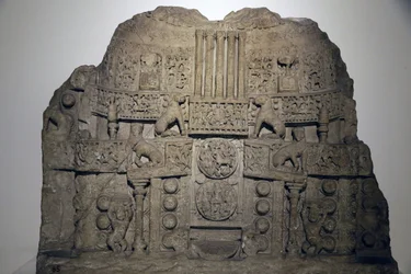 National Museum of India, Delhi. Amaravathi stupa illustration. Casing slab. Satavahana