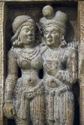 National Museum of India, Delhi. Amorous couple. Sunga. 2nd century. Amin, Haryana. Stone. (detail) India.