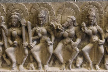 National Museum of India, Delhi. Saptamatrikas (seven divine mothers). Pratihara