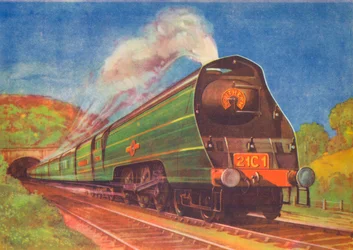 New Streamlined Express, Merchant Navy, S.R., Leaving Honiton Tunnel