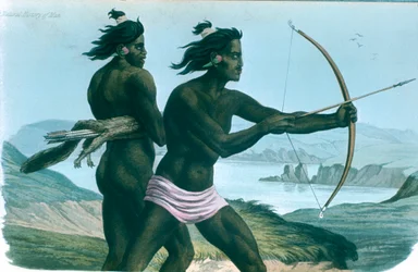 North American San Francisco Indians hunting with bows and arrows
