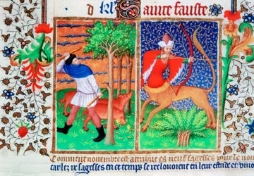 November: feeding pigs, and Sagittarius