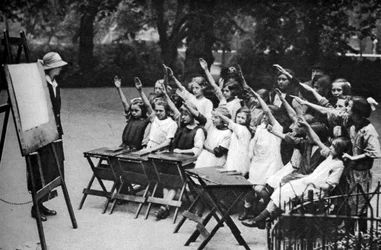 Open air class in Lincolns Inn Fields, London