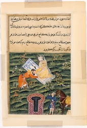Page from Tales of a Parrot Tuti-nama: Fifty-first Night: Khusrau, the King of Kings