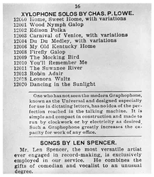 Page from the First Columbian Gramophone Catalogue