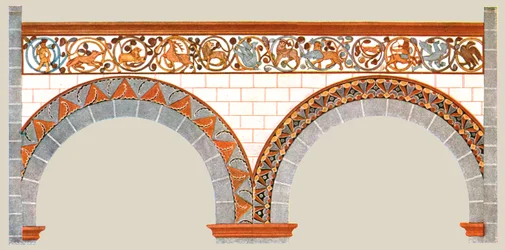 Painted decoration in the nave of St Severus Church at Boppard, Germany, 1928