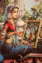 Radha Looking at a Picture of Krishna, India