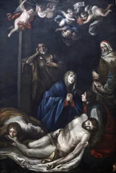 Painting in Chiesa del Carmine, Martina Franca, Apulia: Christ laid off from the cross, Martina Franca, Italy