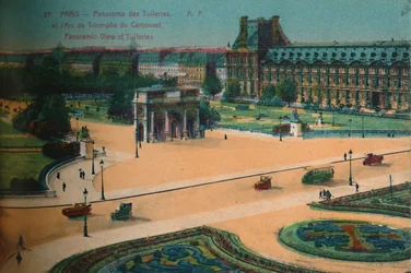 Panoramic view of the Tuileries and the Arc de Triomphe du Carrousel, Paris