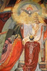 Saint-Esprit church fresco depicting Vatican II assembly, Paris, France