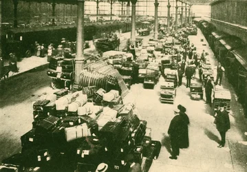 Passengers Luggage at Talbot Road Station, Blackpool, in the Holiday Season