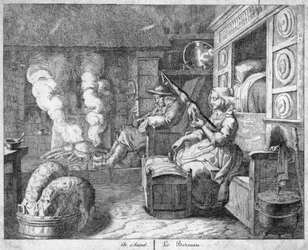 Peasant cottage interior, possibly Netherlands or northern France