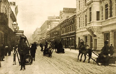 Petrovka Street in Winter, Moscow, Russia, 1912