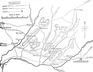 Plan of General Burrows March to the Helmund, July 4-29, 1880