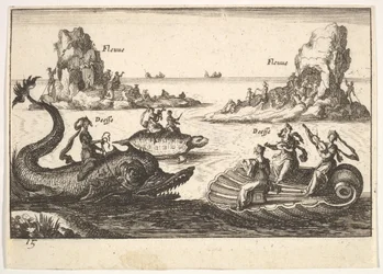 Plate 15: Rivers and goddesses, with floating islands guided by pole bearers, 1664