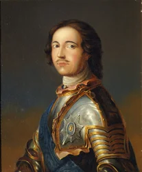 Portrait of Emperor Peter I the Great in Knight Armour