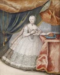 Portrait of Empress Maria Theresia of Austria in Lace Long Gown