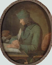 Portrait of Francois Marie Arouet de Voltaire in his study, 2nd Half of the 18th century