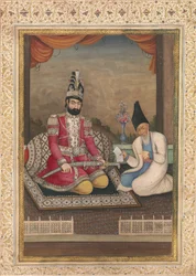 Portrait of Muhammad Shah Qajar and his Vizier Haj Mirza Aghasi, second quarter 19th century