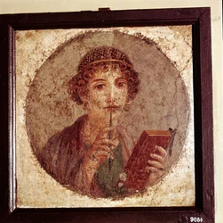 Portrait painting of Sappho, Pompeii, Italy