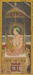 Posthumous Portrait of Emperor Jahangir Under a Canopy