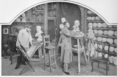 Preparing models at Madame Tussauds, London, c1903