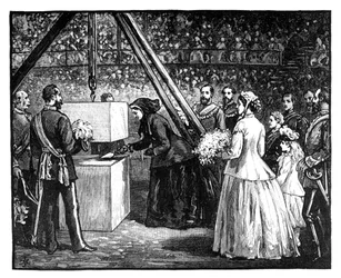 Queen Victoria laying the foundation stone of the Royal Albert Hall, London, 1860s